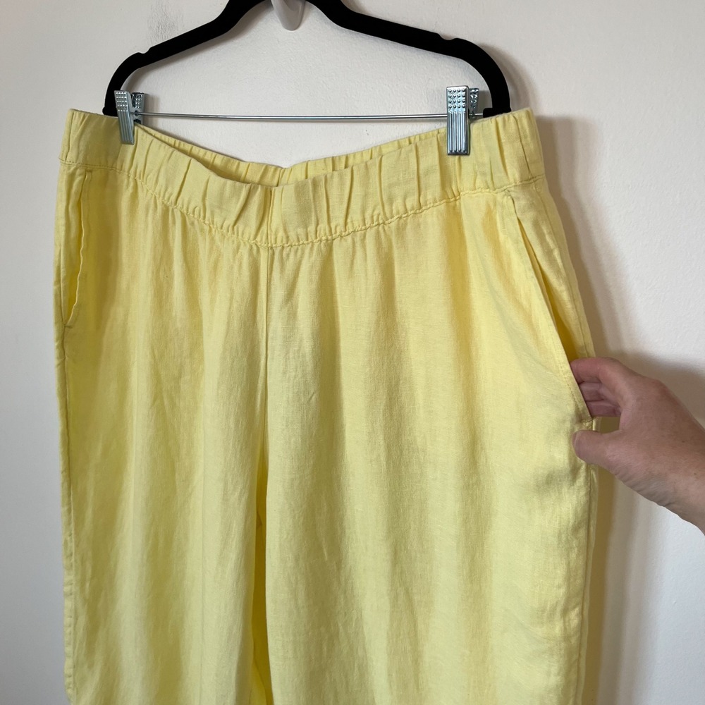 NEW J.Jill Pure Linen Trapunto Stitched Pants Butter Yellow Womens 2X - Picture 5 of 13